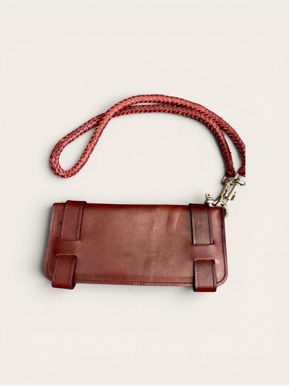 NWOT - Harley-Davidson Burgundy/Dk. Cognac Leather Biker Wallet w/Braided Strap - Picture 3 of 6
